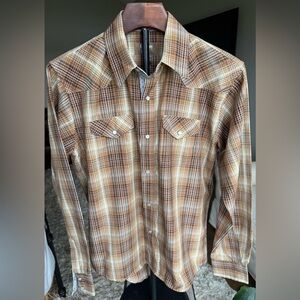 Cowboy Legend BOYS’ XL Brown Plaid Long Sleeve Button Down Shirt